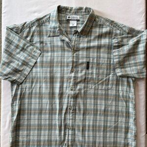 Columbia Men's Short Sleeve Plaid Button-Up Shirt - Blue & Tan
